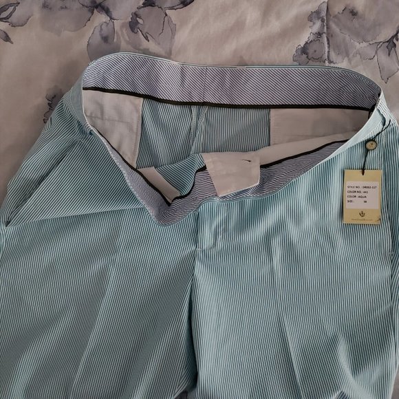 Men's - Donald Ross Golf Shorts - aqua striped - NWT - Picture 4 of 7